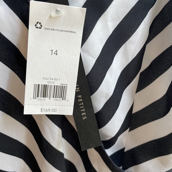 BNWT banana republic max dress white and navy strips with faux wrap front sz 14 - Picture 5 of 6